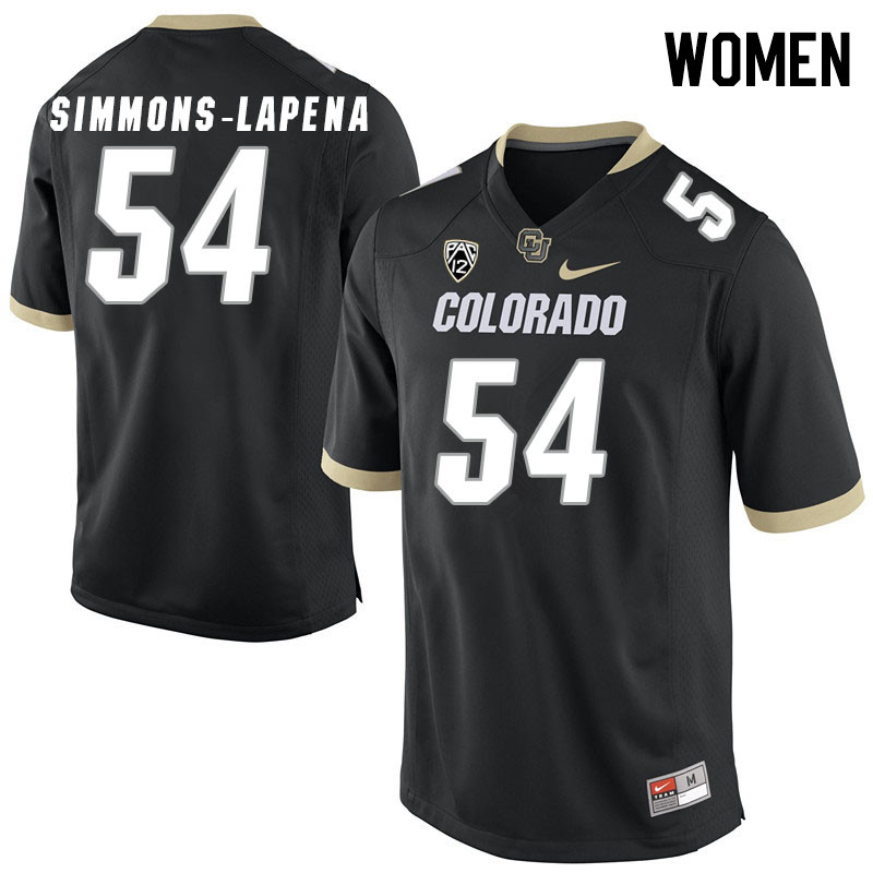 Women #54 Bo Simmons-Lapena Colorado Buffaloes College Football Jerseys Stitched Sale-Black